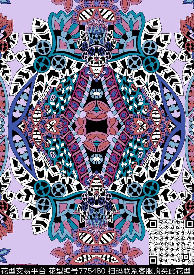 菱形色块乱花传统印花华亿平台下载（图片编号: 775480） - 瓦栏（Walan）