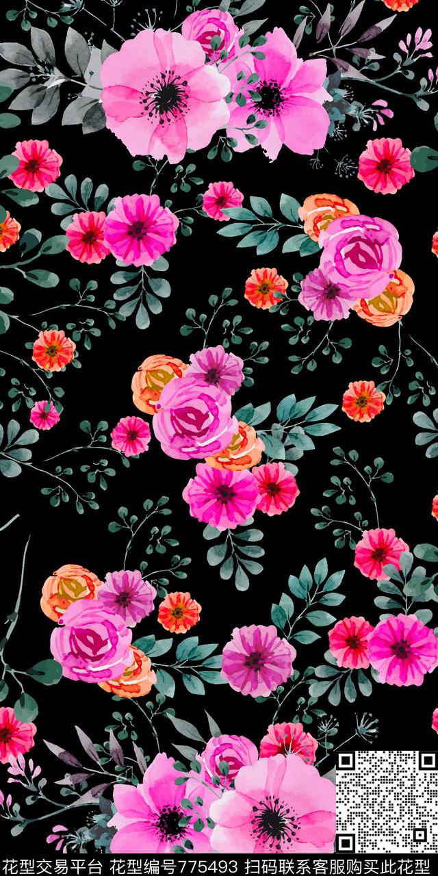 花朵花卉数码印花华亿平台下载（图片编号: 775493） - 瓦栏（Walan）