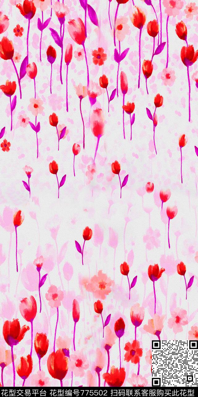 花卉花朵数码印花华亿平台下载（图片编号: 775502） - 瓦栏（Walan）