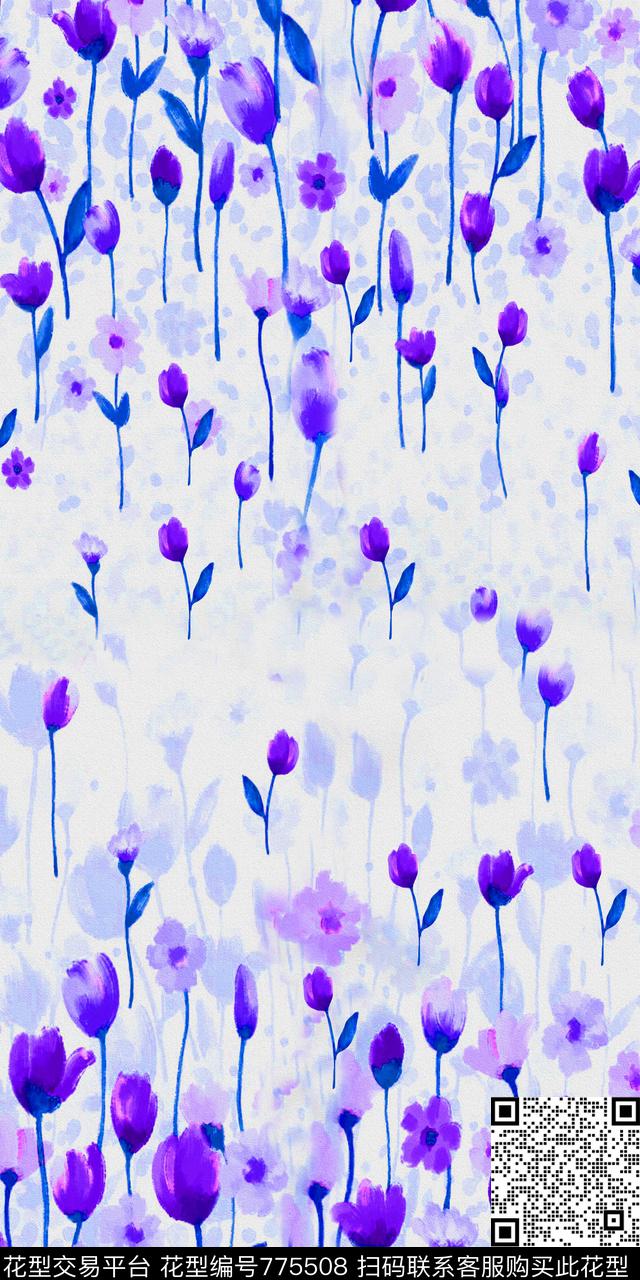 花卉花朵数码印花华亿平台下载（图片编号: 775508） - 瓦栏（Walan）