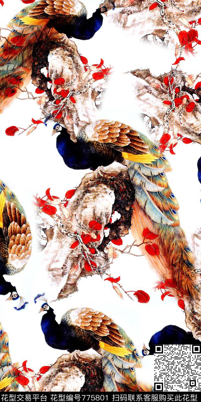 手绘数码印花中国风数码印花华亿平台下载（图片编号: 775801） - 瓦栏（Walan）