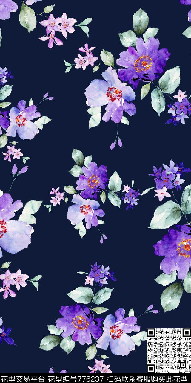 大花花朵花卉数码印花华亿平台下载（图片编号: 776237） - 瓦栏（Walan）