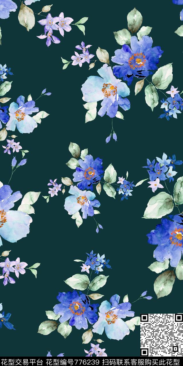 大花花朵花卉数码印花华亿平台下载（图片编号: 776239） - 瓦栏（Walan）
