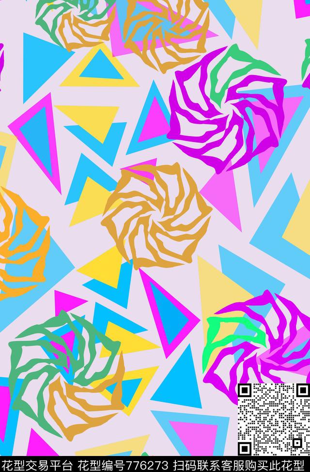 三角形几何拼贴几何图案传统印花华亿平台下载（图片编号: 776273） - 瓦栏（Walan）