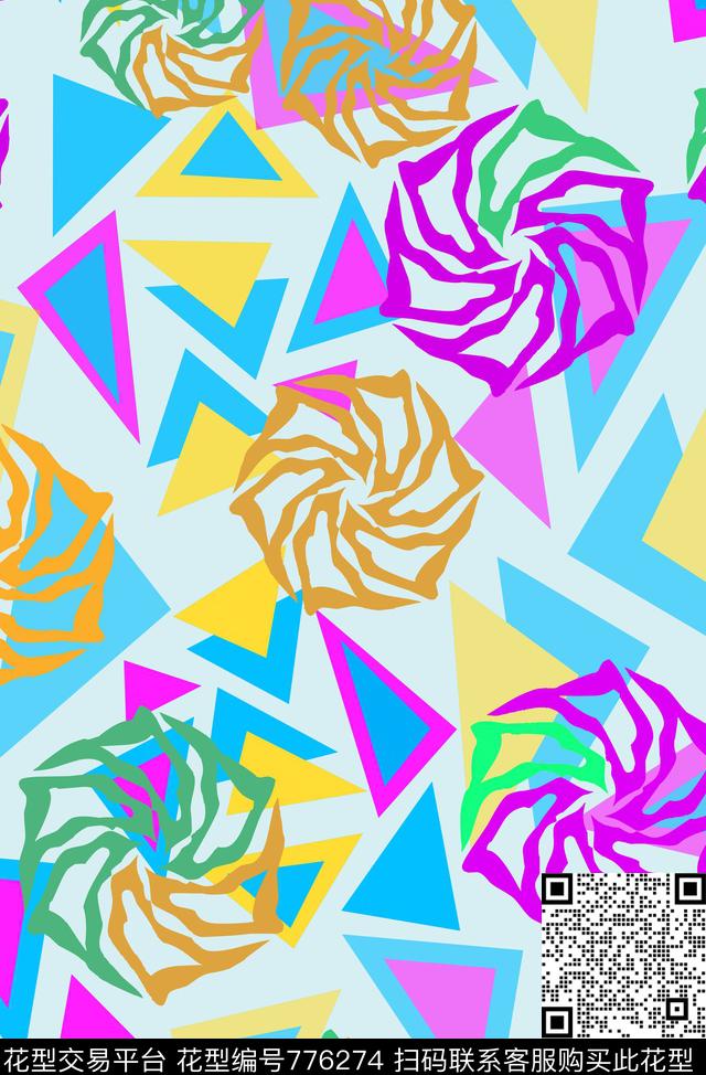 三角形几何拼贴几何图案传统印花华亿平台下载（图片编号: 776274） - 瓦栏（Walan）