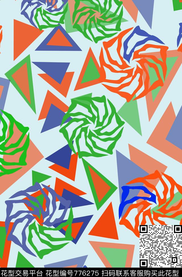 三角形几何拼贴几何图案传统印花华亿平台下载（图片编号: 776275） - 瓦栏（Walan）