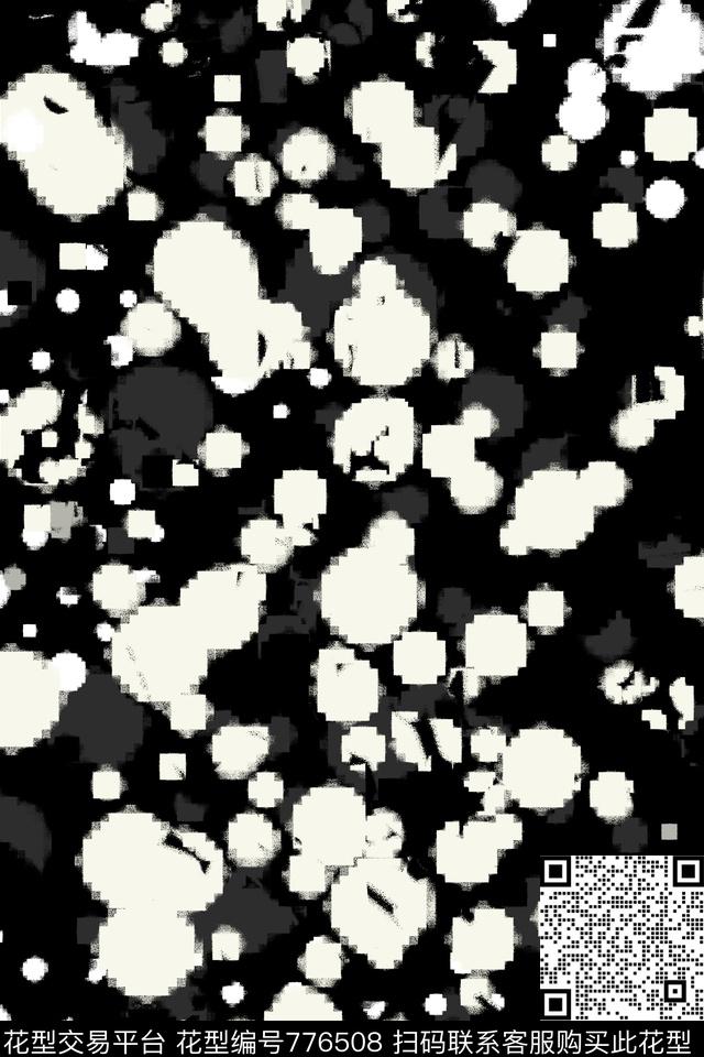 不规则几何黑白波点圆点传统印花华亿平台下载（图片编号: 776508） - 瓦栏（Walan）