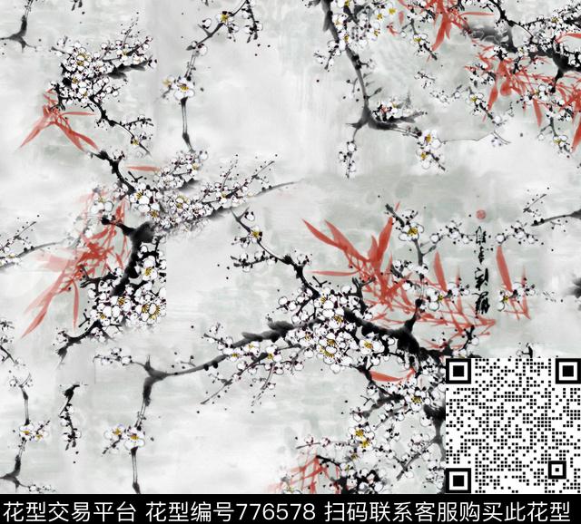 乱花花卉桃花数码印花华亿平台下载（图片编号: 776578） - 瓦栏（Walan）