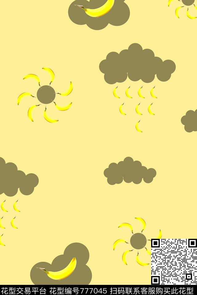 香蕉水果趣味数码印花华亿平台下载（图片编号: 777045） - 瓦栏（Walan）