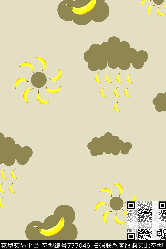 香蕉水果趣味数码印花华亿平台下载（图片编号: 777046） - 瓦栏（Walan）