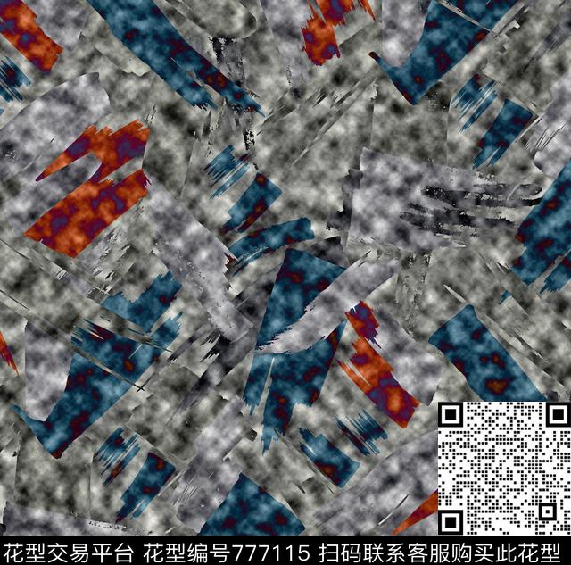 乱花不规则几何色块传统印花华亿平台下载（图片编号: 777115） - 瓦栏（Walan）