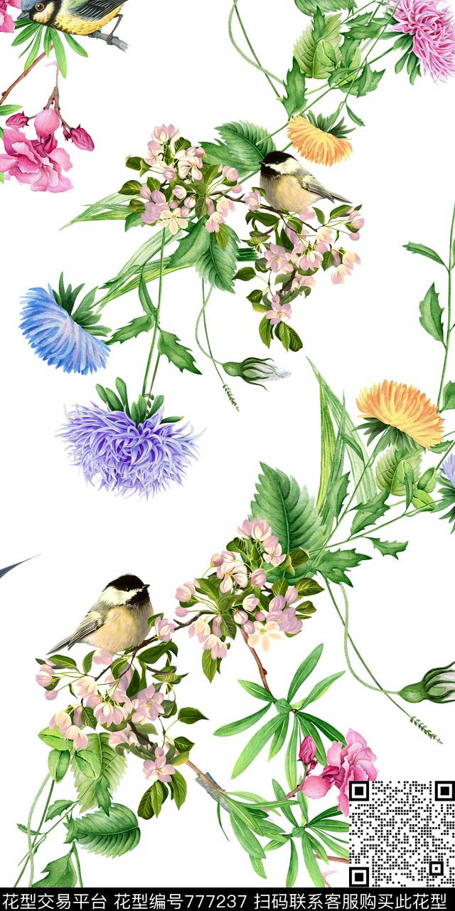 花卉手绘数码印花数码印花华亿平台下载（图片编号: 777237） - 瓦栏（Walan）
