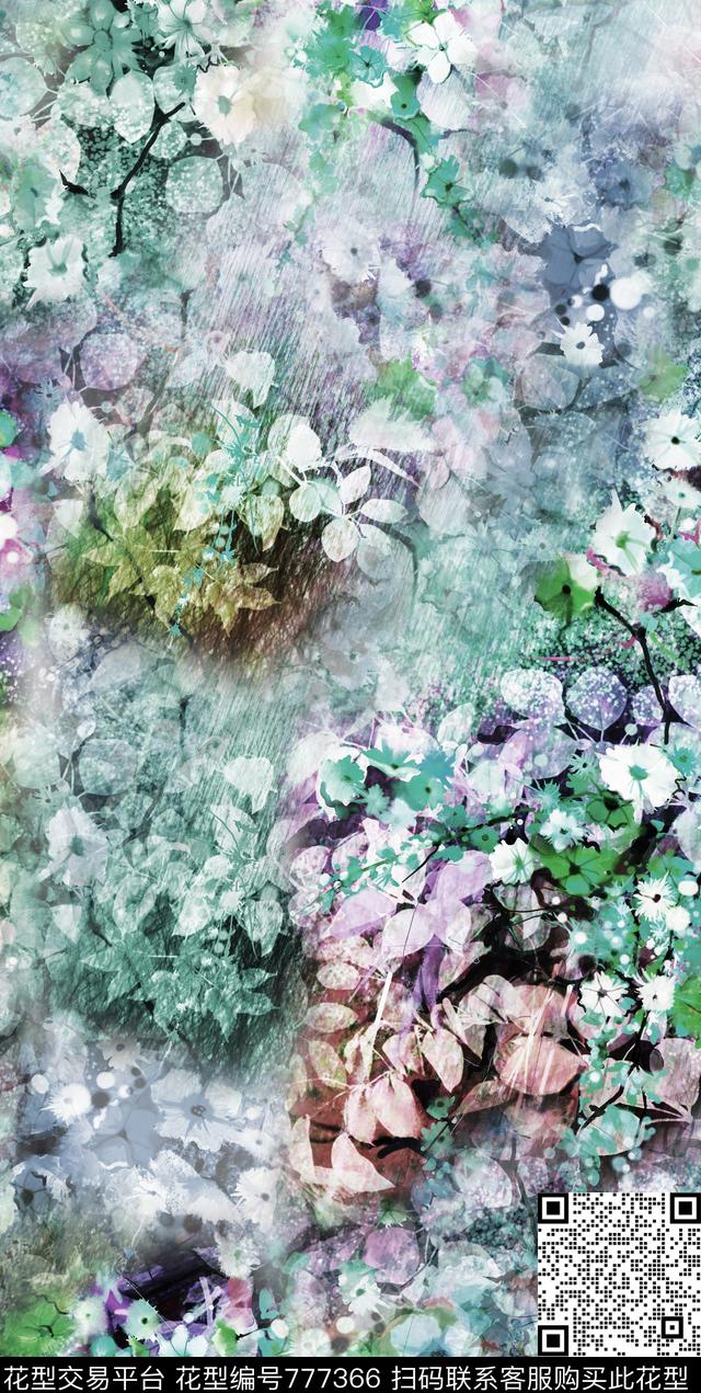 满版小碎花花卉数码印花华亿平台下载（图片编号: 777366） - 瓦栏（Walan）