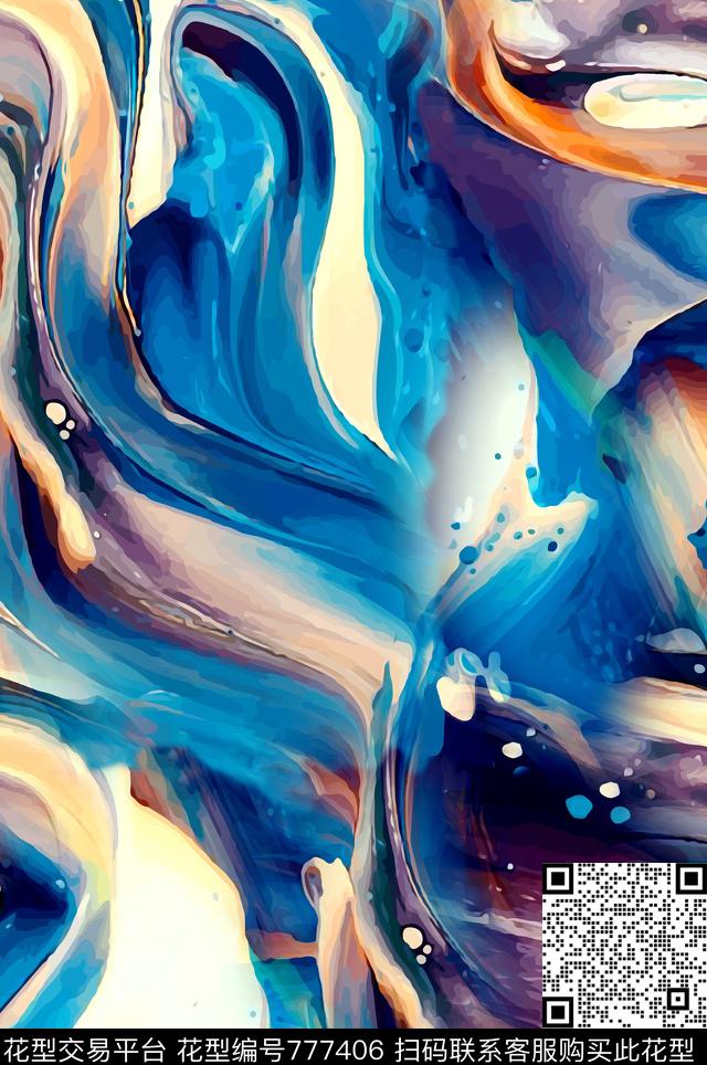 抽象纹理笔刷数码印花华亿平台下载（图片编号: 777406） - 瓦栏（Walan）