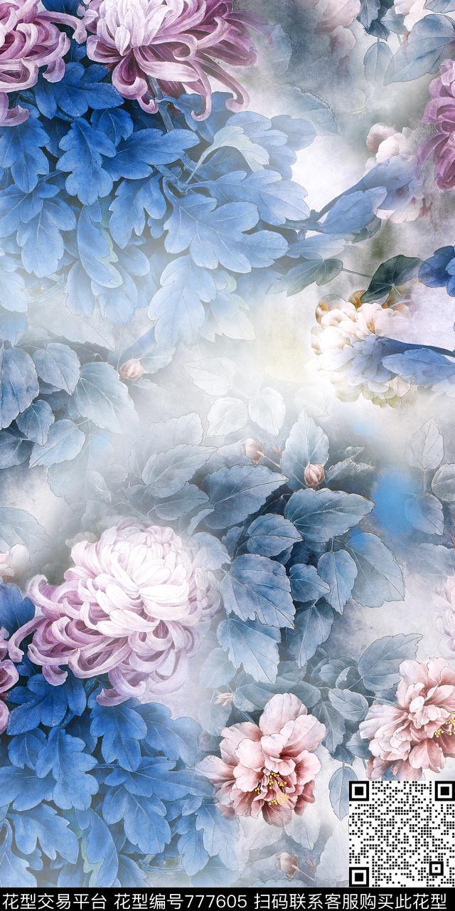 大花数码花卉类乱花数码印花华亿平台下载（图片编号: 777605） - 瓦栏（Walan）