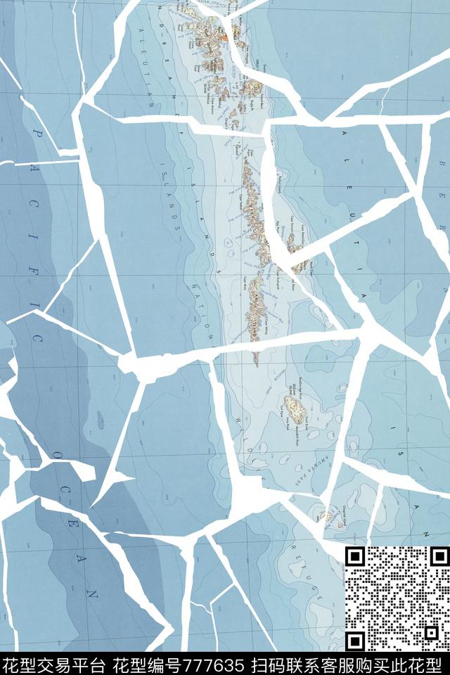 地图几何图形解构数码印花华亿平台下载（图片编号: 777635） - 瓦栏（Walan）