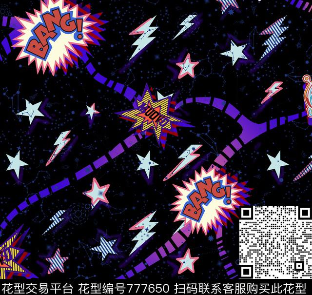 卡通迷幻现代数码印花华亿平台下载（图片编号: 777650） - 瓦栏（Walan）