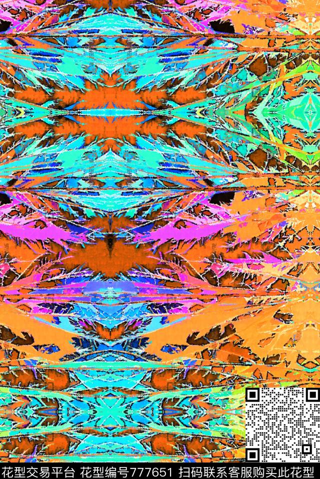 民族风油画涂鸦数码印花华亿平台下载（图片编号: 777651） - 瓦栏（Walan）