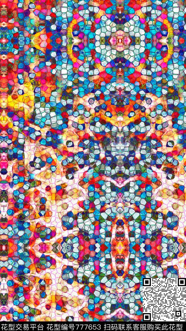 印第安抽象迷幻数码印花华亿平台下载（图片编号: 777653） - 瓦栏（Walan）