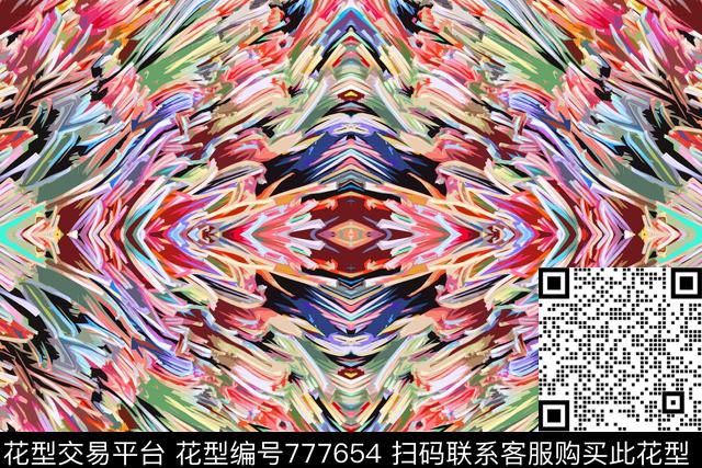 油画涂鸦抽象数码印花华亿平台下载（图片编号: 777654） - 瓦栏（Walan）