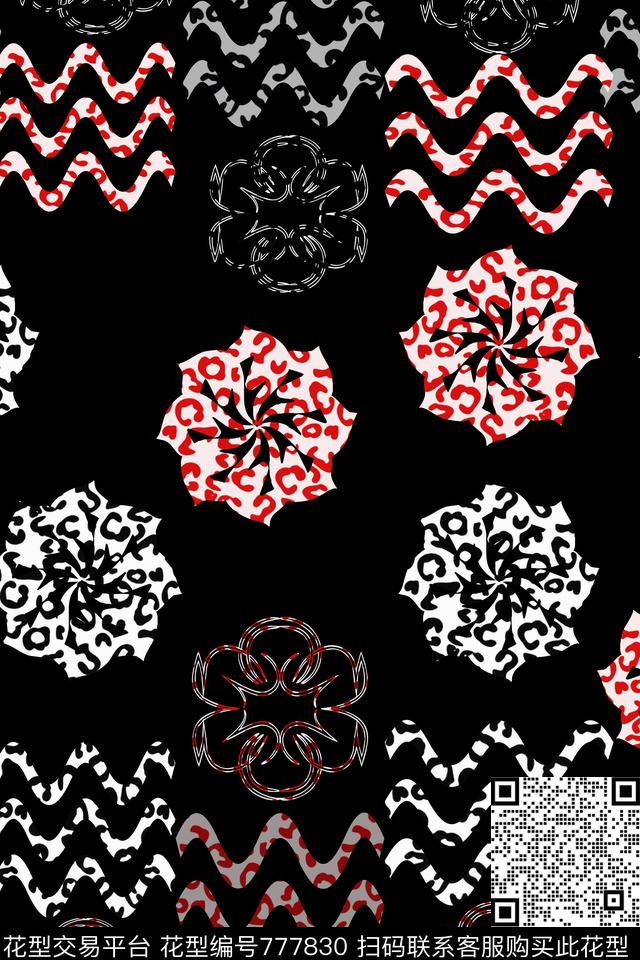 民族风图案豹纹底纹风格化花卉传统印花华亿平台下载（图片编号: 777830） - 瓦栏（Walan）