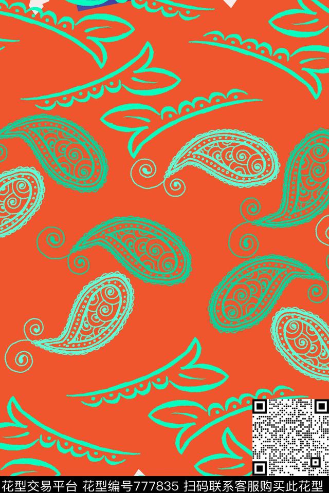 佩斯利图案创意佩斯利花纹渐变色彩数码印花华亿平台下载（图片编号: 777835） - 瓦栏（Walan）