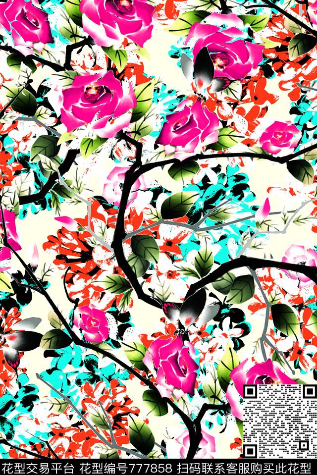 玫瑰花瓣数码数码印花华亿平台下载（图片编号: 777858） - 瓦栏（Walan）