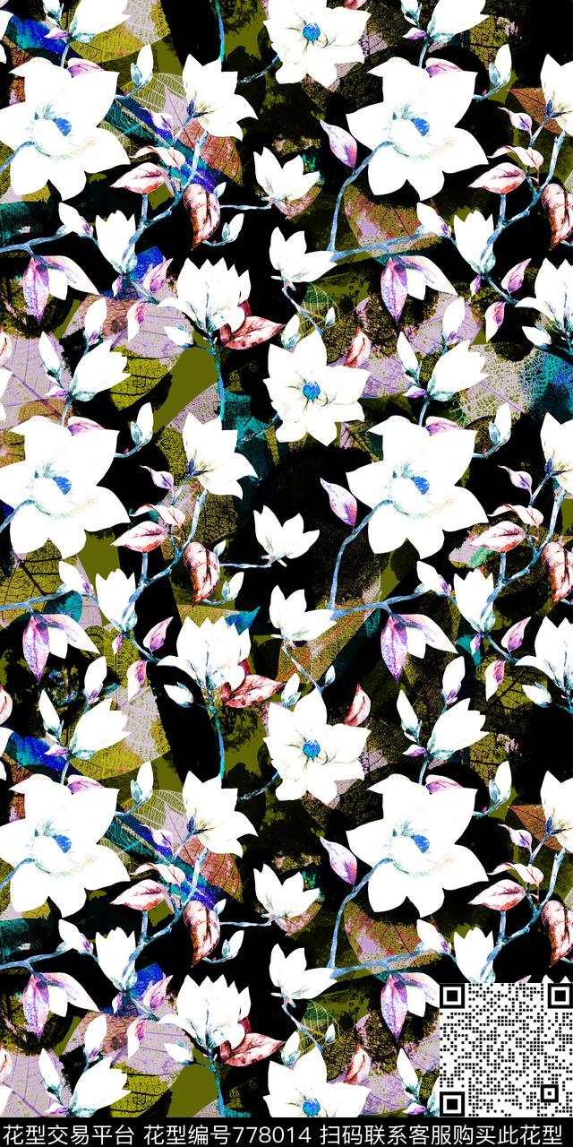 满版紧密花卉数码印花华亿平台下载（图片编号: 778014） - 瓦栏（Walan）