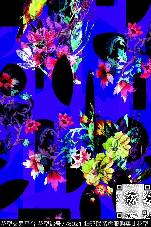 泳装花卉花鸟数码印花华亿平台下载（图片编号: 778021） - 瓦栏（Walan）