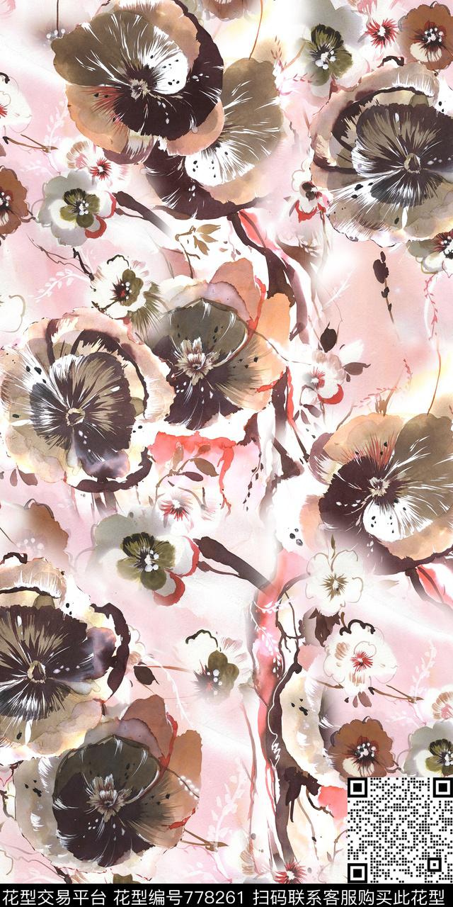 小碎花乱花手绘花卉数码印花华亿平台下载（图片编号: 778261） - 瓦栏（Walan）