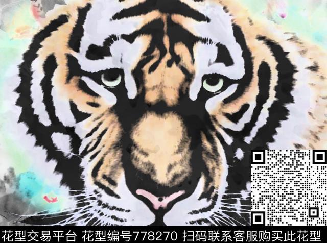 色块动物虎头传统印花华亿平台下载（图片编号: 778270） - 瓦栏（Walan）