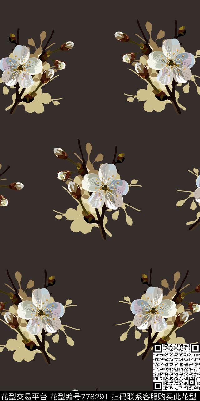大花花卉花朵数码印花华亿平台下载（图片编号: 778291） - 瓦栏（Walan）