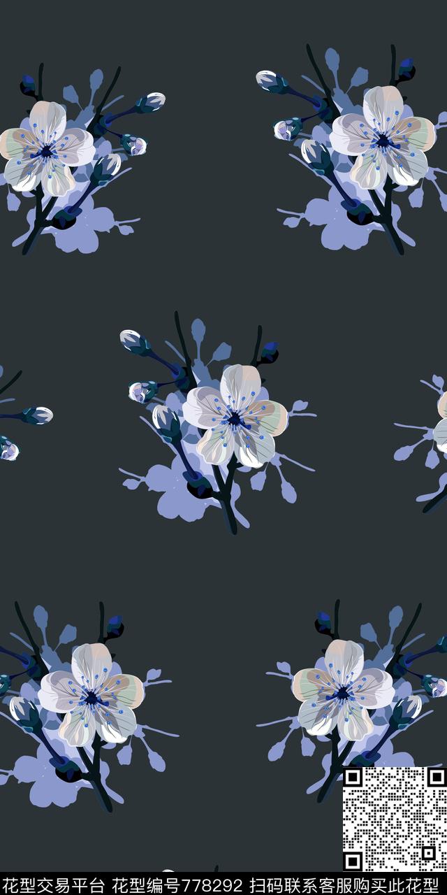 大花花卉花朵数码印花华亿平台下载（图片编号: 778292） - 瓦栏（Walan）