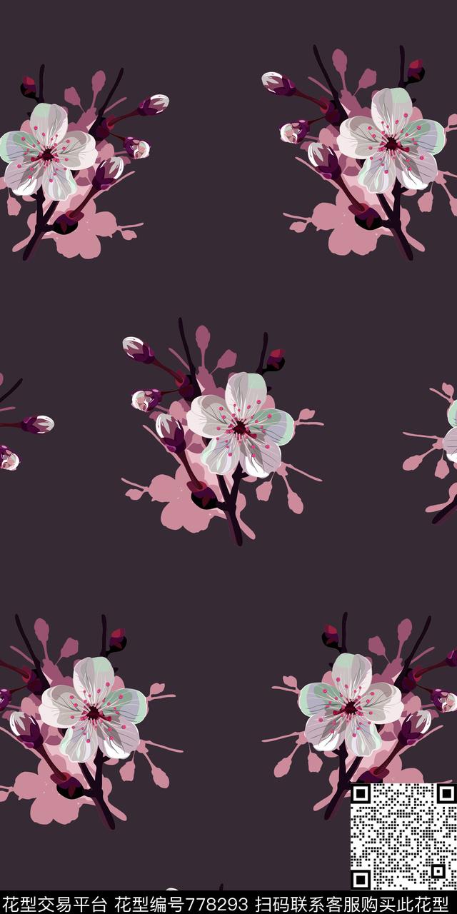 大花花卉花朵数码印花华亿平台下载（图片编号: 778293） - 瓦栏（Walan）