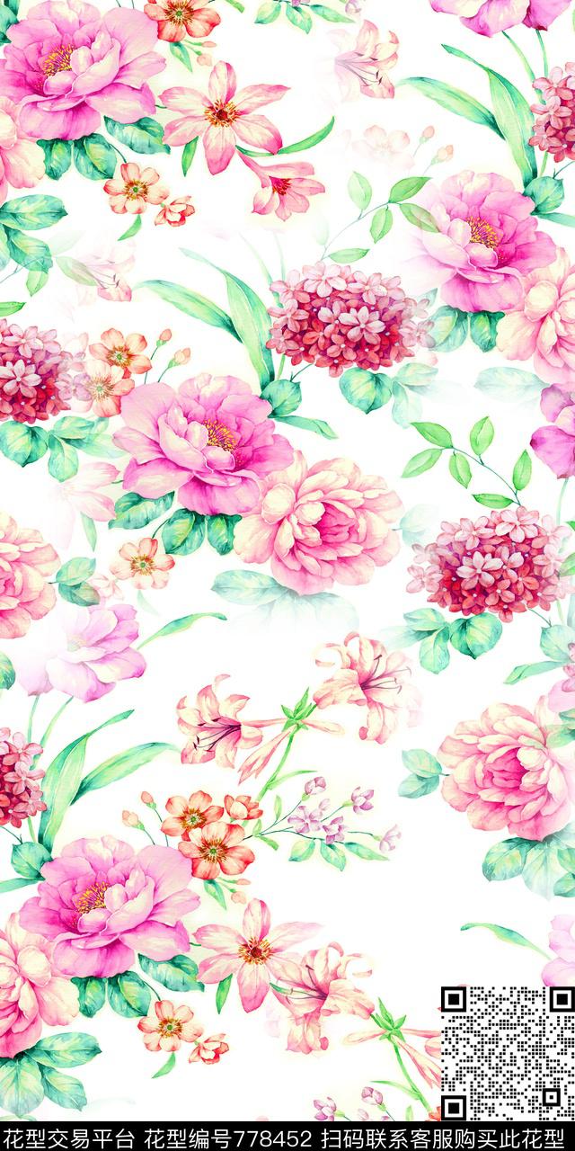 花卉乱花满版花数码印花华亿平台下载（图片编号: 778452） - 瓦栏（Walan）