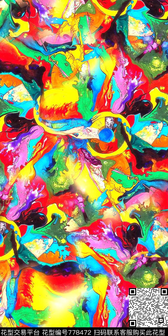 满版底纹抽象数码印花华亿平台下载（图片编号: 778472） - 瓦栏（Walan）