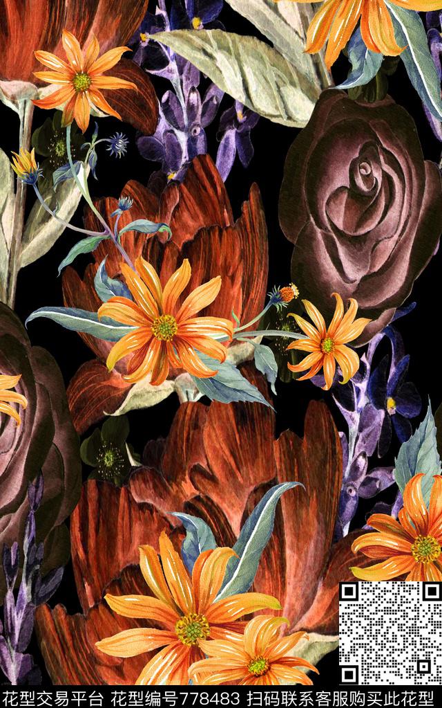 水彩抽象手绘数码印花华亿平台下载（图片编号: 778483） - 瓦栏（Walan）