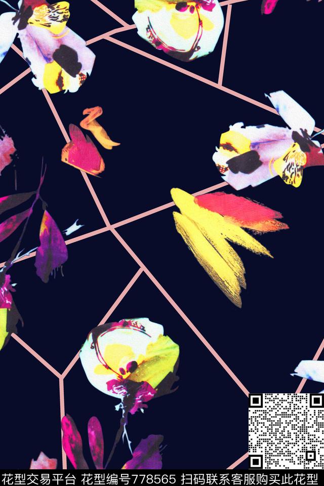 花朵手绘花卉桃花传统印花华亿平台下载（图片编号: 778565） - 瓦栏（Walan）