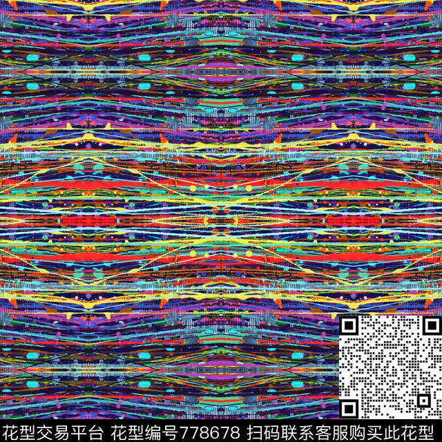 涂鸦抽象迷幻数码印花华亿平台下载（图片编号: 778678） - 瓦栏（Walan）