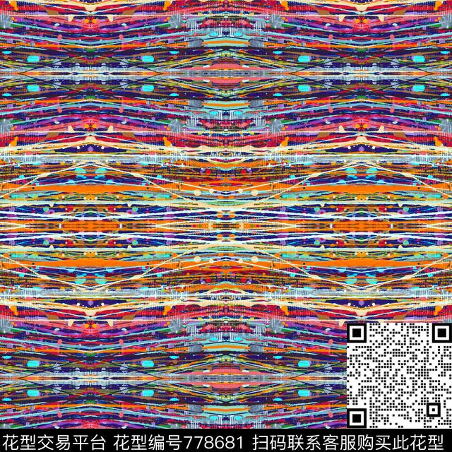 涂鸦抽象迷幻数码印花华亿平台下载（图片编号: 778681） - 瓦栏（Walan）