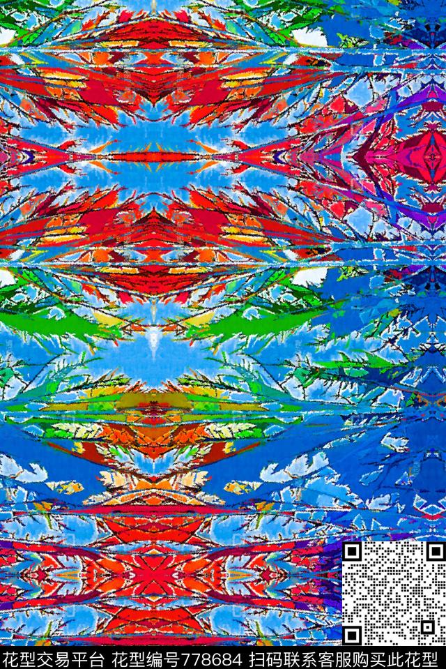 民族风油画涂鸦数码印花华亿平台下载（图片编号: 778684） - 瓦栏（Walan）