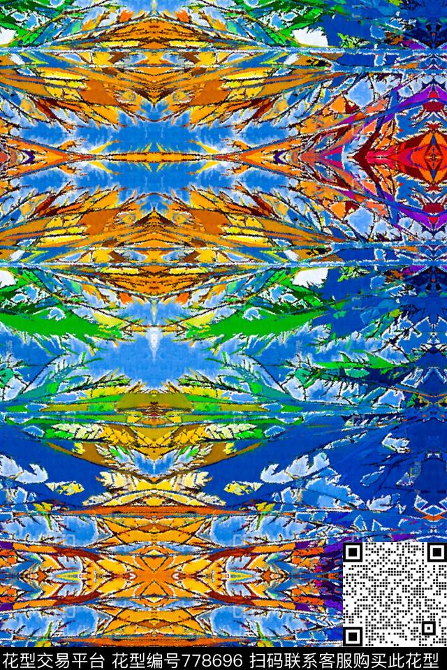 民族风油画涂鸦数码印花华亿平台下载（图片编号: 778696） - 瓦栏（Walan）