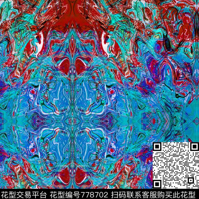 民族风油画涂鸦数码印花华亿平台下载（图片编号: 778702） - 瓦栏（Walan）