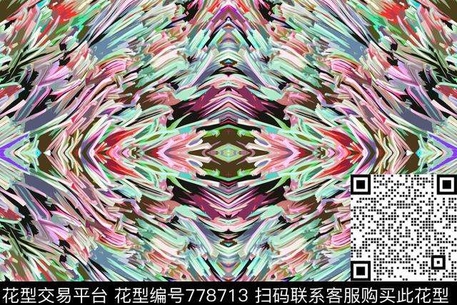 油画涂鸦抽象数码印花华亿平台下载（图片编号: 778713） - 瓦栏（Walan）