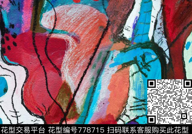 民族风涂鸦抽象数码印花华亿平台下载（图片编号: 778715） - 瓦栏（Walan）