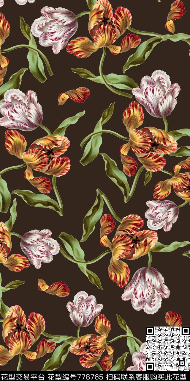 花卉大花花朵数码印花华亿平台下载（图片编号: 778765） - 瓦栏（Walan）