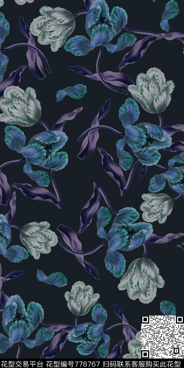 花卉大花花朵数码印花华亿平台下载（图片编号: 778767） - 瓦栏（Walan）