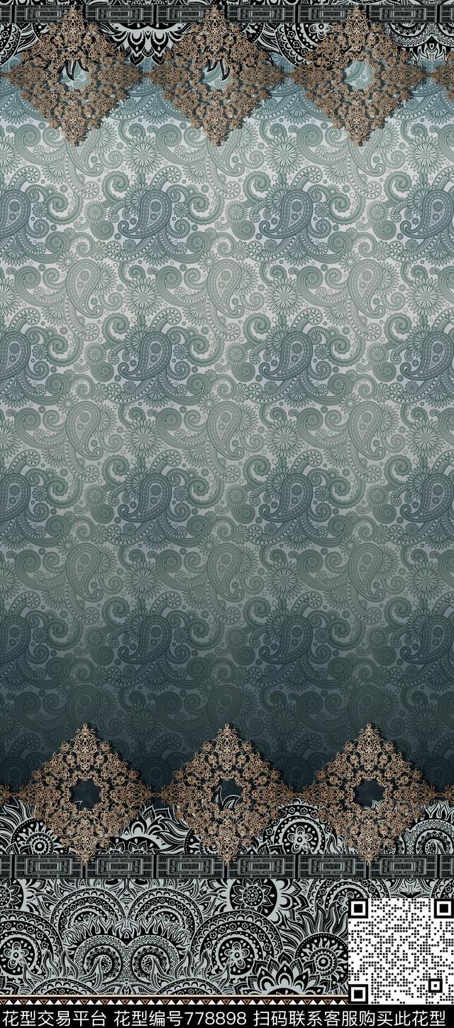 佩斯利火腿纹名族风传统印花华亿平台下载（图片编号: 778898） - 瓦栏（Walan）
