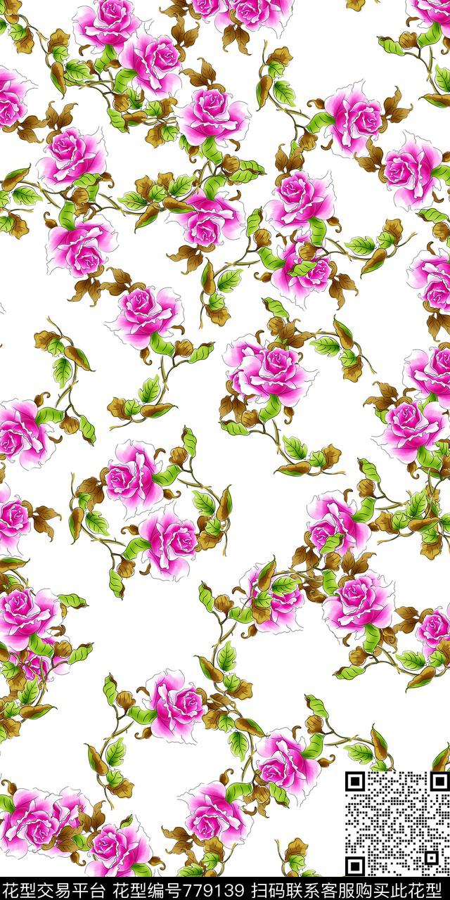 花卉满版花小碎花数码印花华亿平台下载（图片编号: 779139） - 瓦栏（Walan）