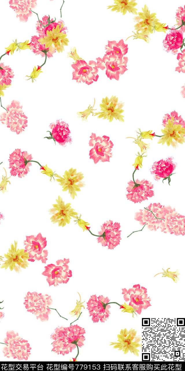 乱花花卉满版花数码印花华亿平台下载（图片编号: 779153） - 瓦栏（Walan）